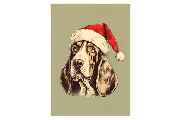 Basset Hound Christmas Card Illustrations