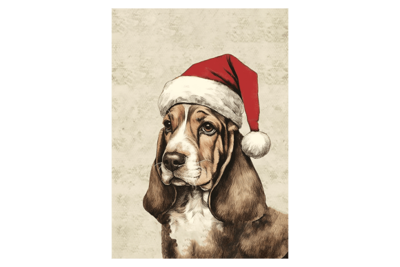 Basset Hound Dog Christmas Card Illustrations