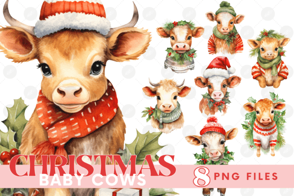 Christmas Baby Cow Clipart Bundle PNG: A Seller’s Review of This Festive Illustrations Asset