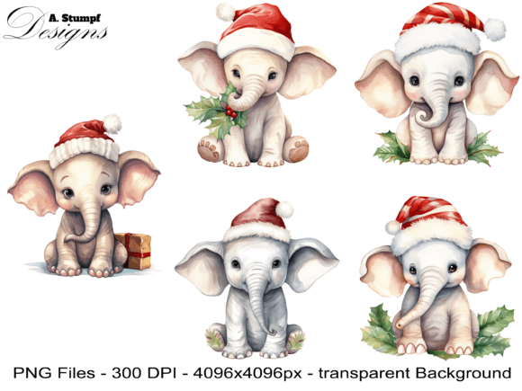 Christmas Baby Elephant Clip Art: Premium Illustrations for Holiday Branding