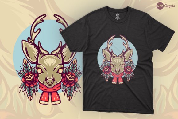 Christmas Deer - Retro Illustration: A Designer’s Review for Seasonal Projects