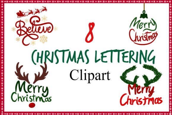 Christmas Letterings Clipart for Illustrations and Seasonal Sales