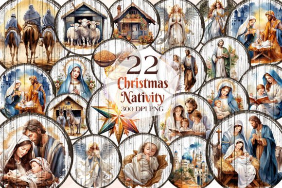 Christmas Nativity Ornaments Clipart for Illustrations