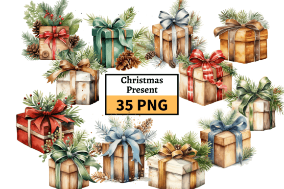Christmas Present Bundle, Red Christmas Illustrations Review