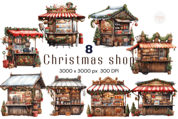 Christmas Shop Bundle Festive Winter Illustrations