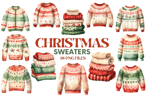 Christmas Sweater Clipart Bundle PNG