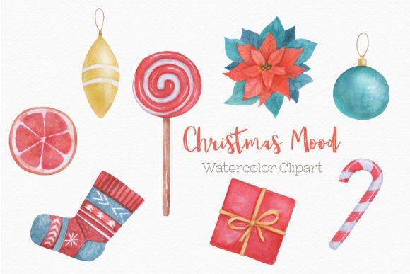 Christmas Watercolor Clipart Candy Cane Review for Designers