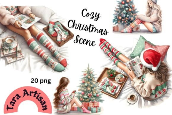 Cozy Christmas Scene Illustrations for Editorial Design