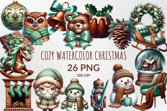 Cozy Watercolor Christmas Sublimation in Illustrations