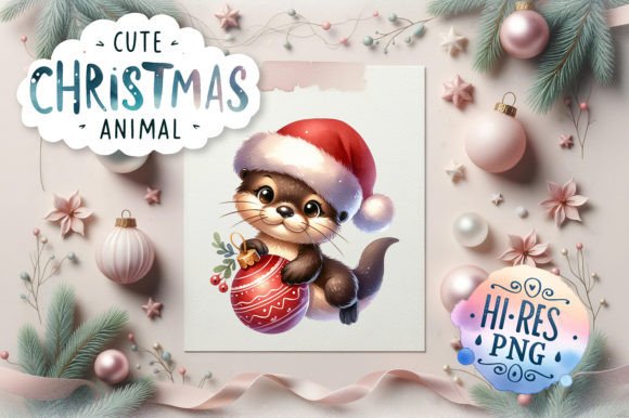 Cute Christmas Otter Watercolor: Illustrations for Handmade Sellers