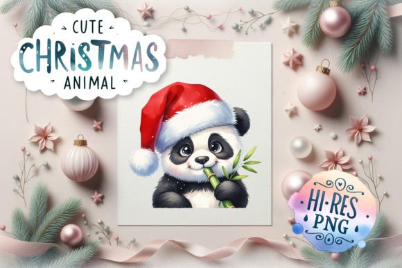 Cute Christmas Panda Watercolor Illustrations Review