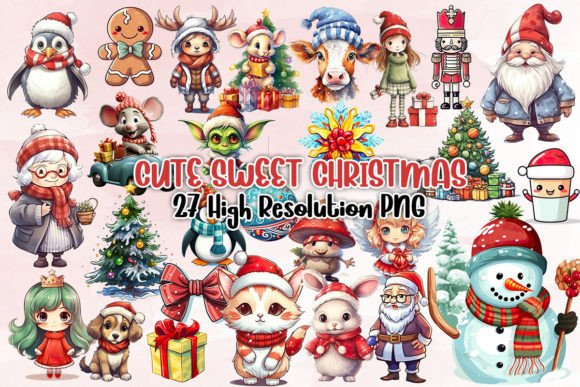 Cute Sweet Christmas Sublimation Clipart for Illustrations