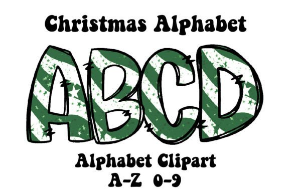 Green Stars Christmas Alphabet Doodle Illustrations Review