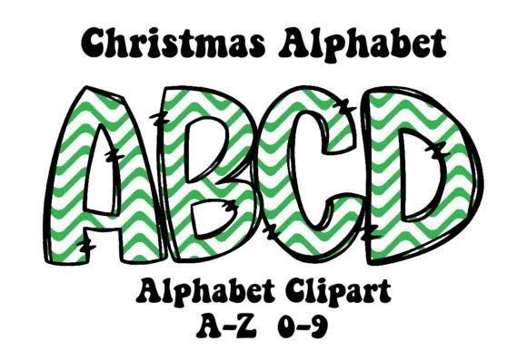 Green Wave Christmas Alphabet Doodle