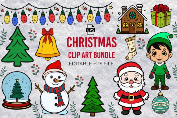 Hand Drawn Christmas Clipart for Modern Illustrations
