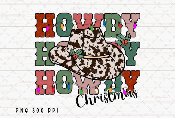Howdy Christmas Western Cowboy Cowgirl Illustrations