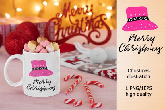 Pink Christmas Hat Illustration Review