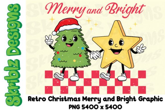 Retro Christmas Merry and Bright Illustrations Review