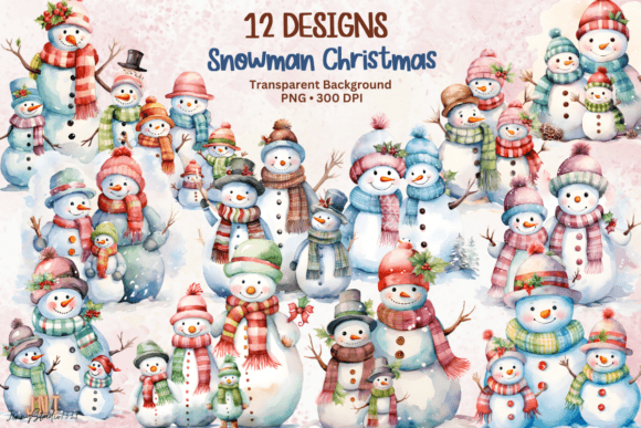 Snowman Family Christmas Clipart: A Designer's Review of Illustrations