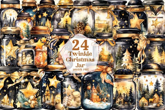 Twinkle Christmas Jar Clipart PNG Review