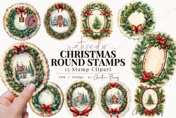 Watercolor Christmas Round Stamps Clipar: A Review for Bloggers and Publishers