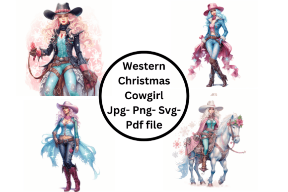 Western Christmas Cowgirl Illustrations for Real Branding