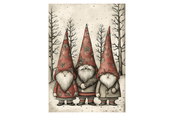 Xmas Gnomes Christmas Card: Seasonal Illustrations for Bloggers